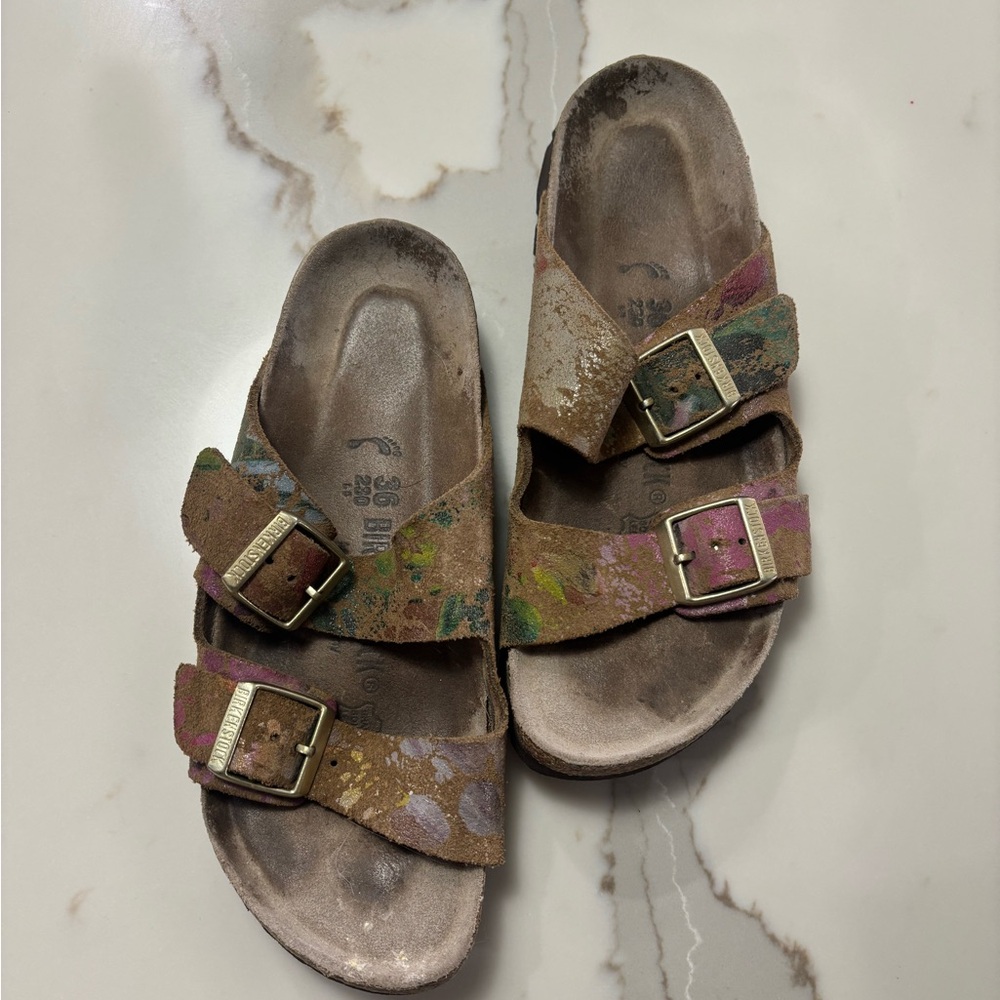Birkenstock Women’s Paint Splatter Arizona Slide Sandal